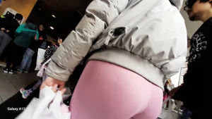 Blonde teen in pink leggings