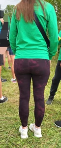 Thin Milf in purple yogas (hint of VPL)