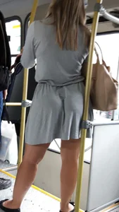Chubby girl in a dress with a giant ass public bus creepshots