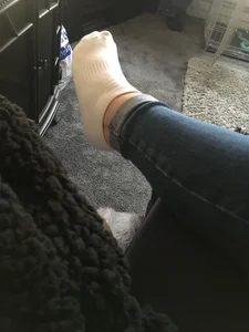 Foot in a White Sock Home Closeup
