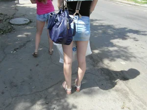 Sexy Skinny Legs and Sandals Street Creepshot