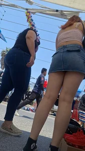 [oc] Beautiful lady with nice legs and sexy denim skirt