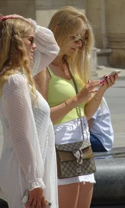 3 cute blondes in skirts and 1 see through dress