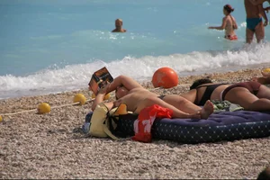 Nude beach girls in Baska, Croatia
