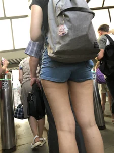 Hot Legs and Booty in Denim Mini Shorts Creepshots Gallery