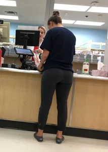 Big booty babe at Target in grey leggings