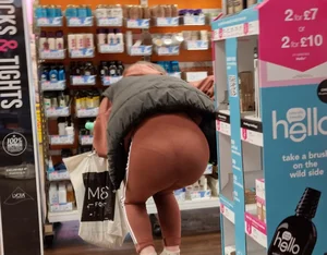 See thru leggings bend over with VPL