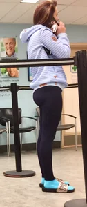 Milf at the pharmacy in tight leggings with a nice booty
