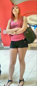 Girl with Hot Legs in Mini Shorts and Slippers Mall Candid Photos