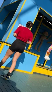 Slim college brunette working at a fair (oc)