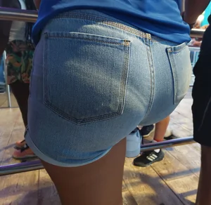 Theme Park Babes in spandex and denim shorts