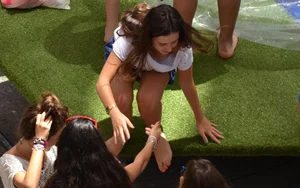 Candid Barefoot Girl in Shorts