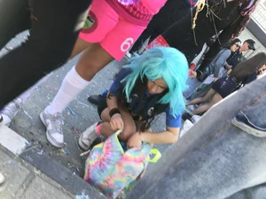 Carnival girls wearing pantyhose, spandex shorts, stockings, skirts and other outfits