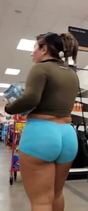 Huge ass in blue biker shorts