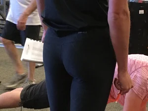 Sexy gym coworker with a sexy ass in leggings