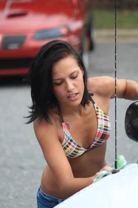 Various sexy girls at car washes in bikinis