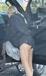 Tight college girl with a plump ass in short shorts