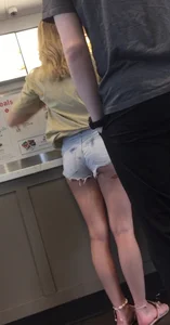 Super short jean shorts birthmark