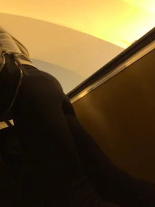 Skinny Ass and Long Legs in Black Tights Subway Escalator Closeup Creepshots