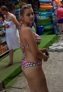 candid latina bikini busted