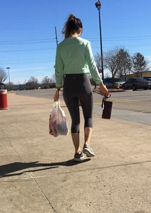 Sexy ass Target babe in grey Lulus with a nice ass