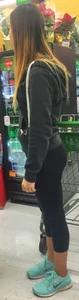 Sexy girl grocery shopping in skin tight leggings with great ass