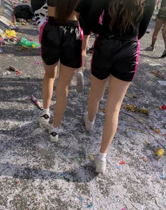 Carnival girls wearing pantyhose, spandex shorts, stockings, skirts and other outfits