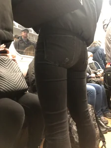 Nice Ass in Grey Jeans Subway Train Closeup Creepshots