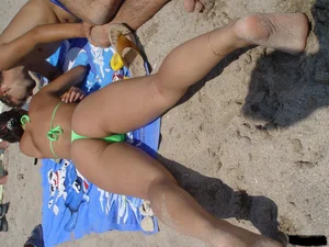 Beach voyeur babes in bikinis, thongs and topless