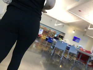 Amazon brunette employee with a nice booty in leggings