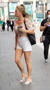 Hot Candid Girl in Shorts And Heel Sandals Street Creepshots, Great Lets