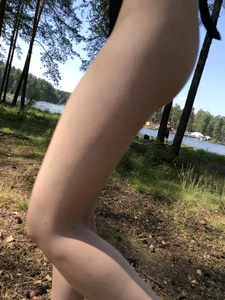 Girl With Very Skinny Long Legs And Hot Booty Passing By at a Lake Beach Closeup Creepshots