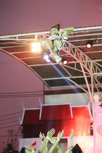 Bunch of athletic Thai cheerleaders at a competition