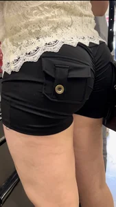 HOT ass MOM in BLACK GYM SHORTS