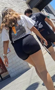 Brunette with thick legs in tight shorts, VPL [oc]