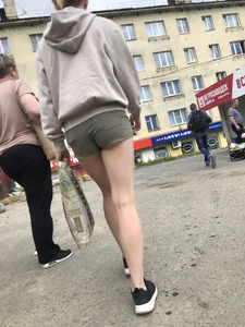 Young Girl With Hot Legs Passing By Adjusting Her Shorts Street Creepshots Series