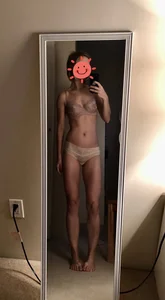 Cute Skinny Girl in Underwear Making Selfie in front of the Mirror in Her Room
