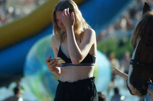Nice Girl Wearing a Bra on the Beach Creepshots