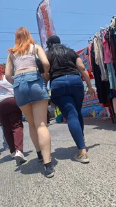 [oc] Beautiful lady with nice legs and sexy denim skirt
