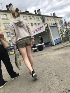 Young Girl With Hot Legs Passing By Adjusting Her Shorts Street Creepshots Series