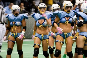 Sexy female football players with hot bodies
