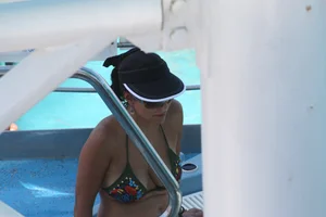 Mostly mature bikini babes on a Carnival cruise