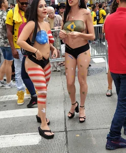Painted NYC girls in thongs with amazing bodies