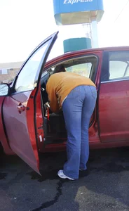 Some candid girls cleaning their cars in jeans and some showing ass crack
