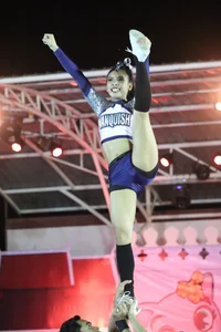 Bunch of athletic Thai cheerleaders at a competition