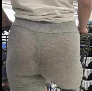 Walmart ass in line in semi see through grey leggings with black thong