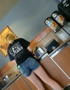 Tight black jean shorts on a babe, and a cute girl whos ass was nice