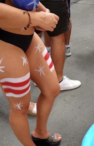 Painted NYC girls in thongs with amazing bodies