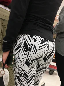 Black and white patterned leggings booty on cute girl at Target