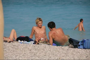 Nude beach girls in Baska, Croatia